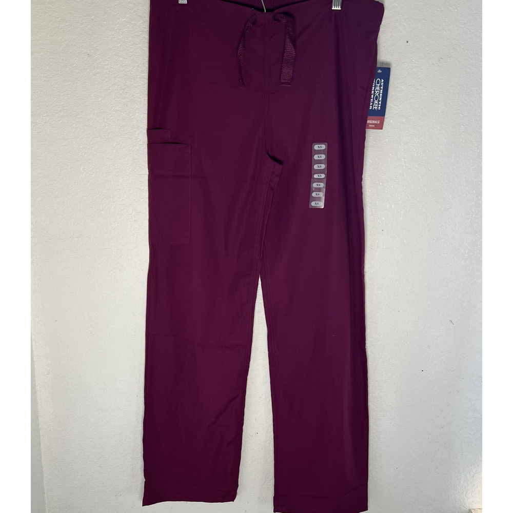 NWT Authentic Cherokee Workwear Scrub Pants Women’s XS Burgundy Medical